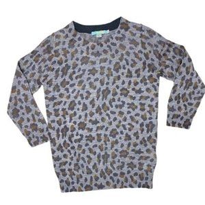 Boden Grey Cheetah Print Wool Pullover Sweater Sz 4